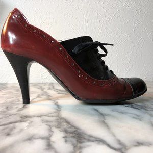 ZINDA | SPAIN | Calf Leather Lace Oxford Shoes, Size 8, Red & Black